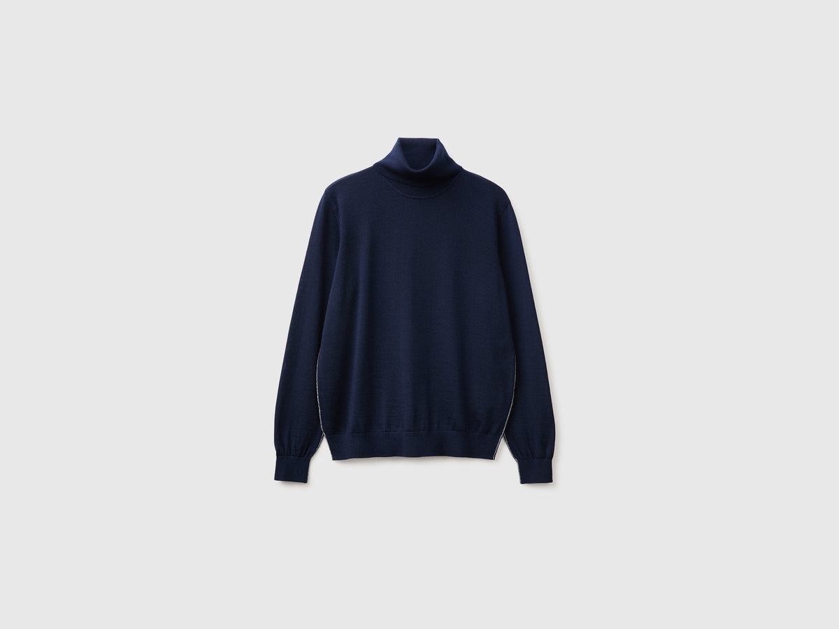 Maglia collo alto in pura lana Merino