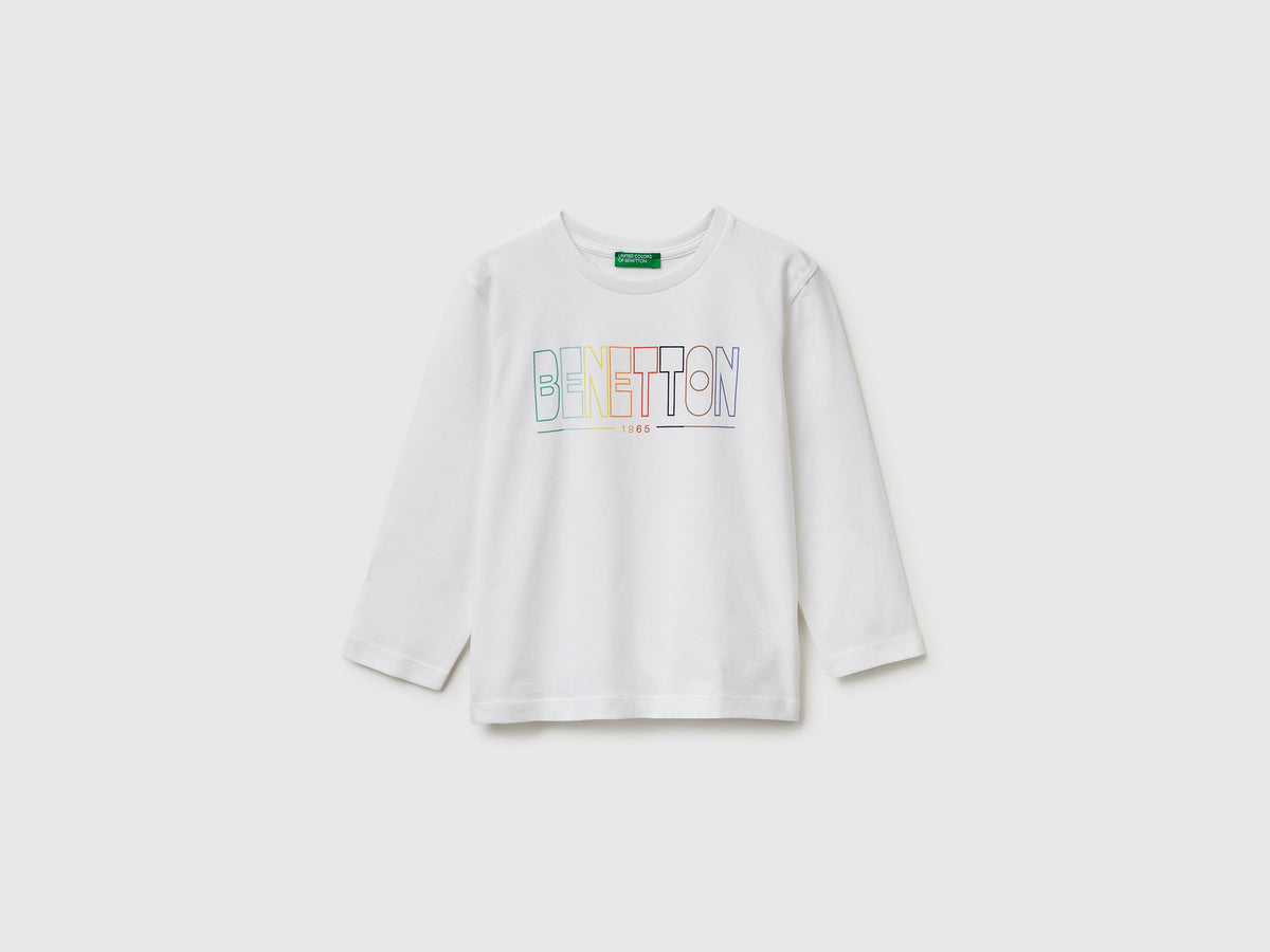 T-shirt con stampa logo in cotone bio