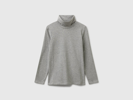 T-shirt stretch con collo alto