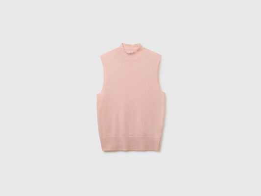 Lupetto smanicato in misto lana ultralight