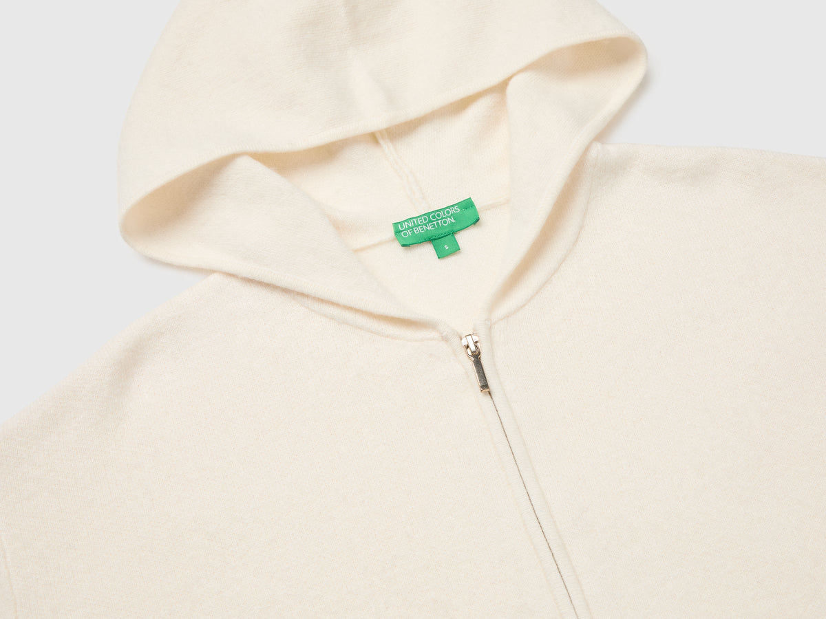 Maglia con zip e cappuccio in misto lana e cashmere