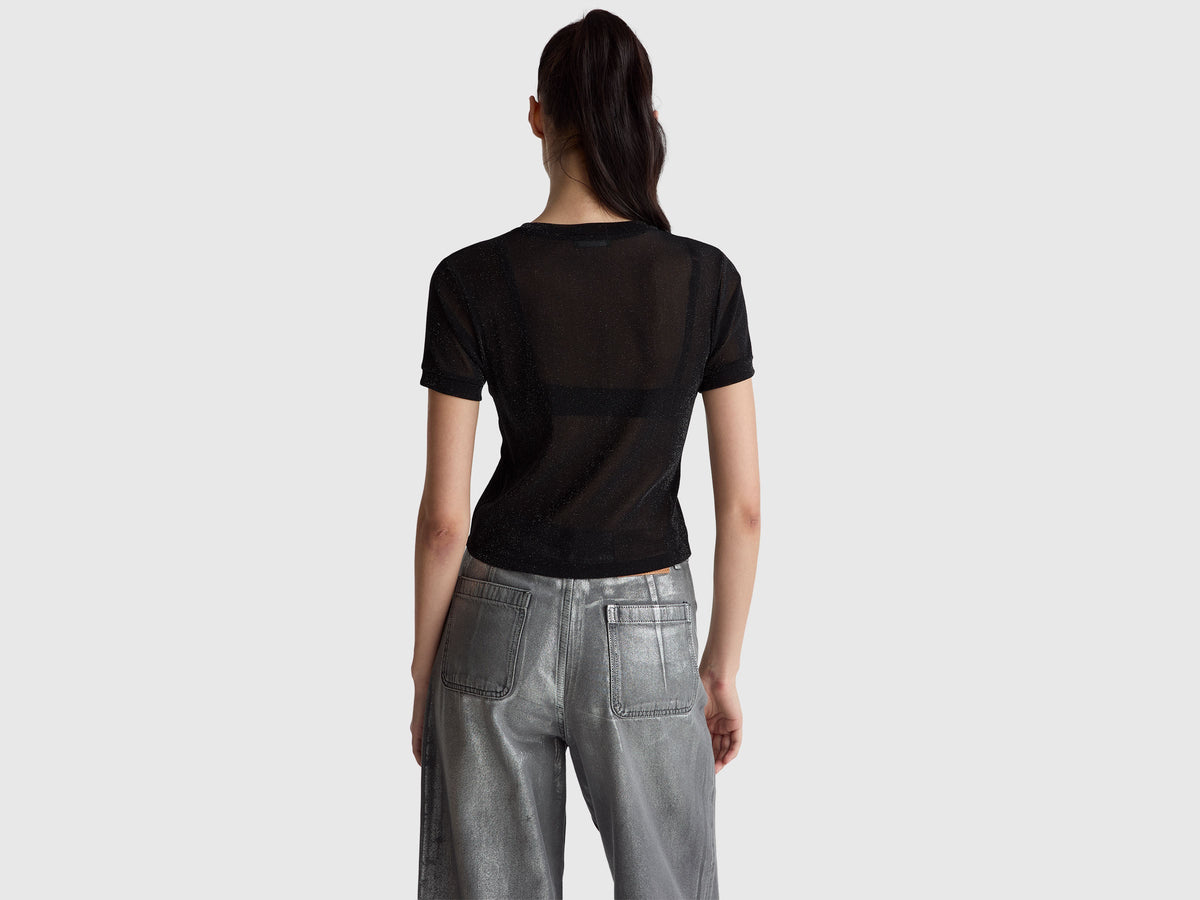 T-shirt con lurex manica corta