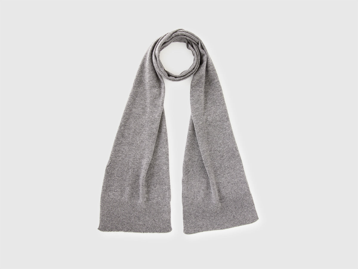 Sciarpa grigio mélange in pura lana Merino