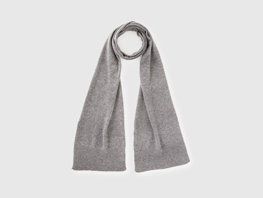 Sciarpa grigio mélange in pura lana Merino