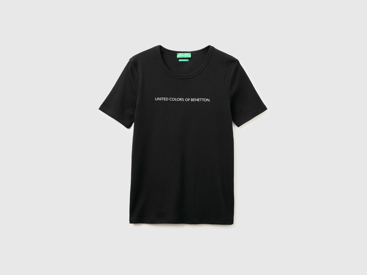T-shirt manica corta con logo glitter