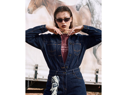 Tuta di jeans wide fit lavaggio rinse