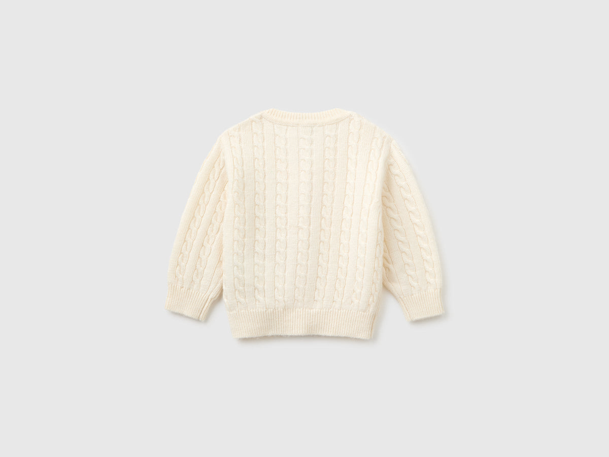 Cardigan in misto lana con trecce