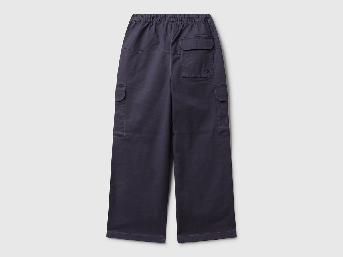 Pantaloni parachute in cotone stretch