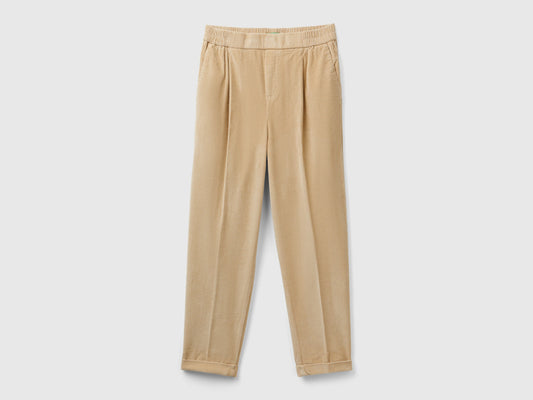 Chino in velluto con vita elasticizzata