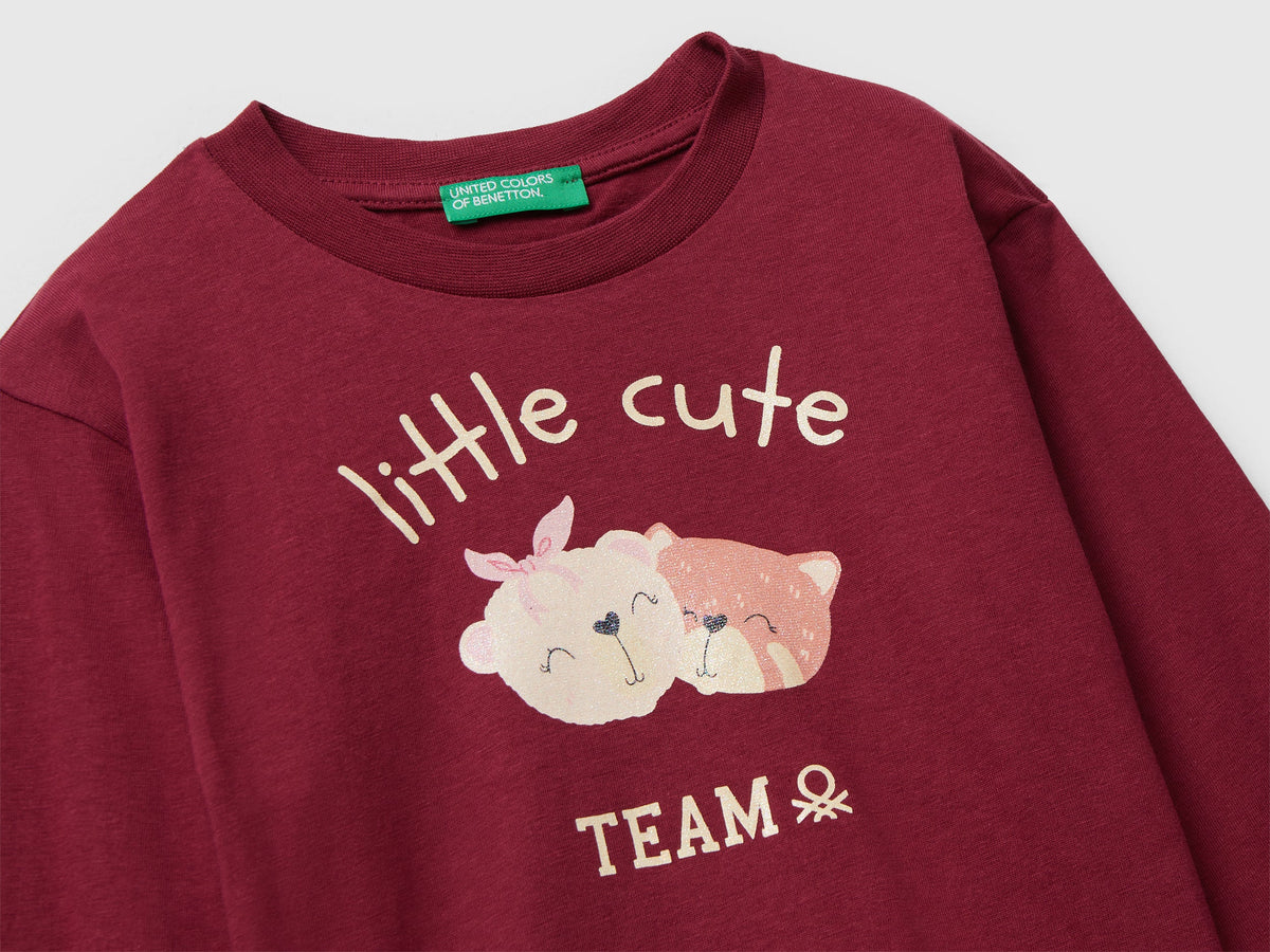 Maglietta in cotone con stampa glitter