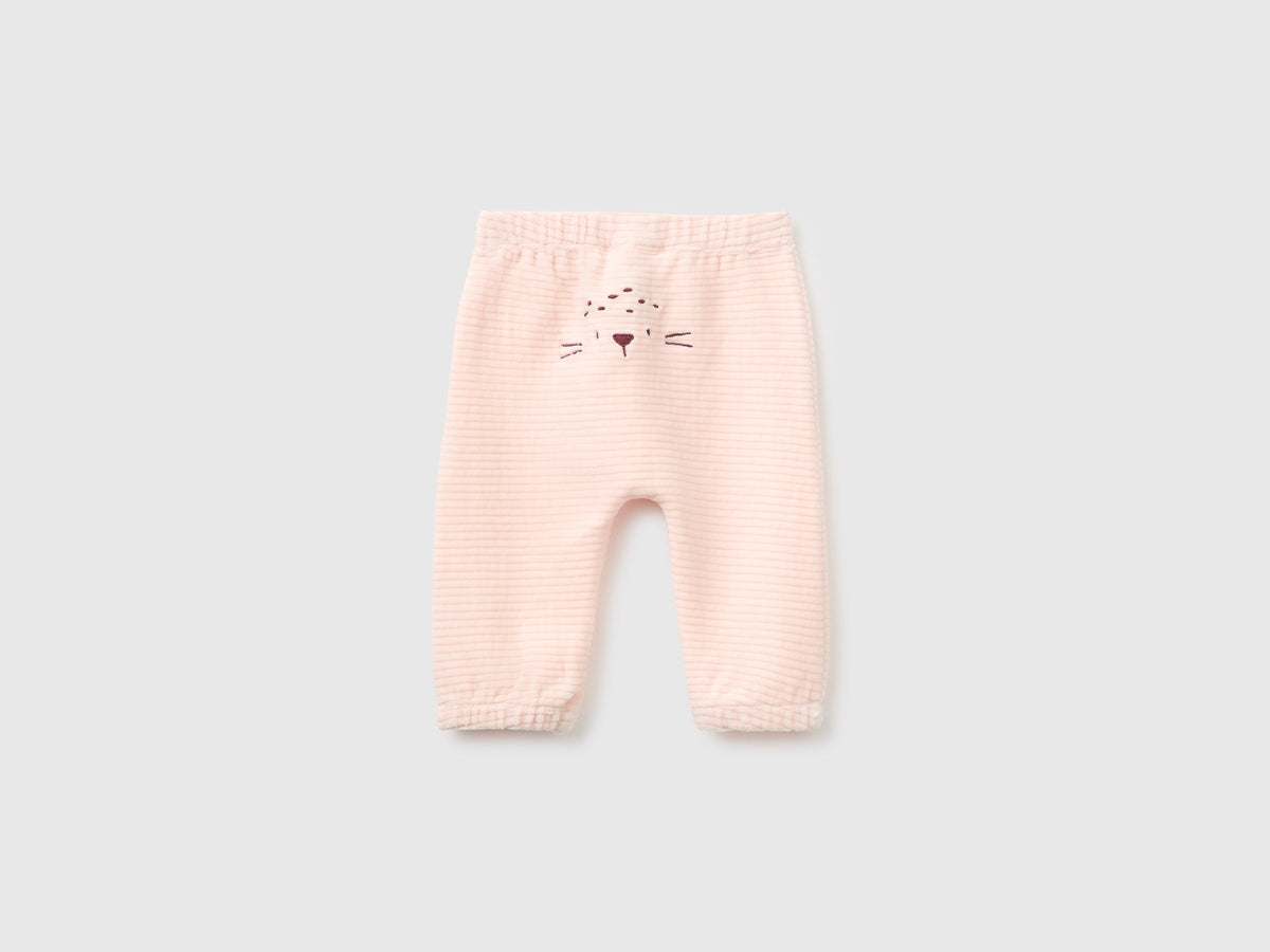 Pantaloni in ciniglia con ricamo