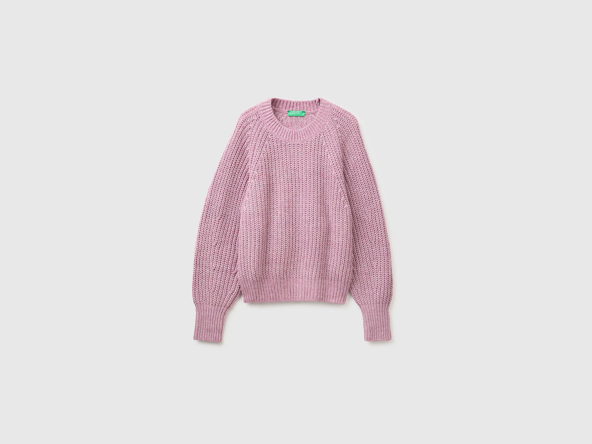 Maglia mélange in misto cotone e lana