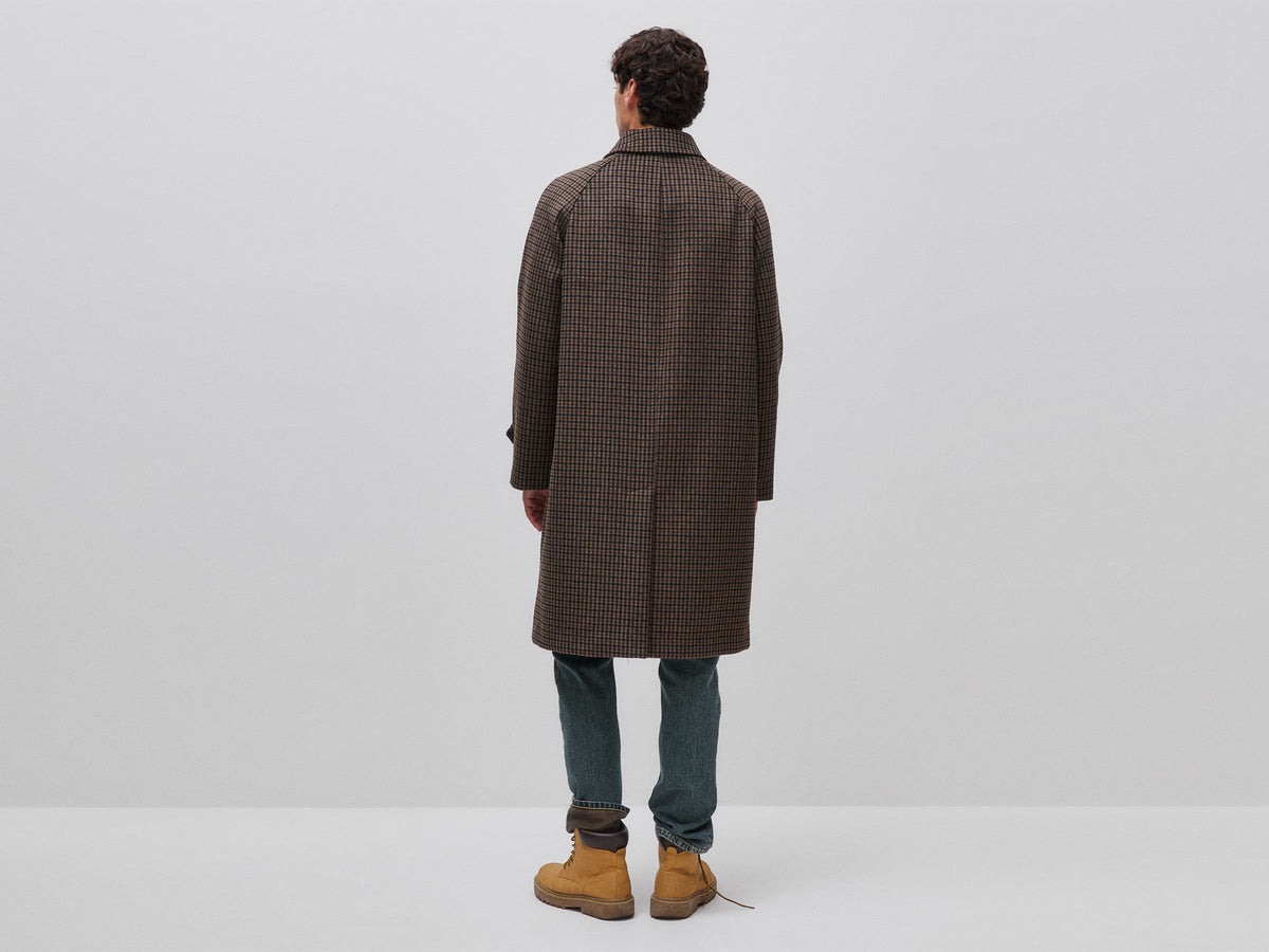 Cappotto lungo a quadri in misto lana