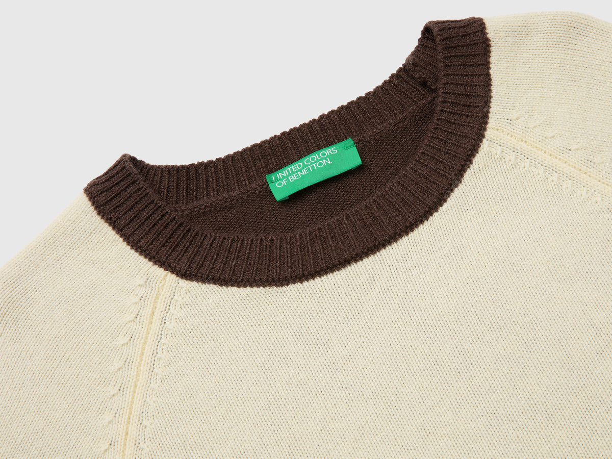Maglia color block 100% lana