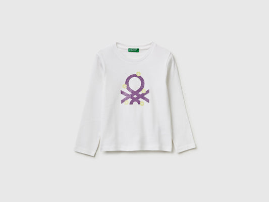 Maglietta con logo glitter in cotone bio