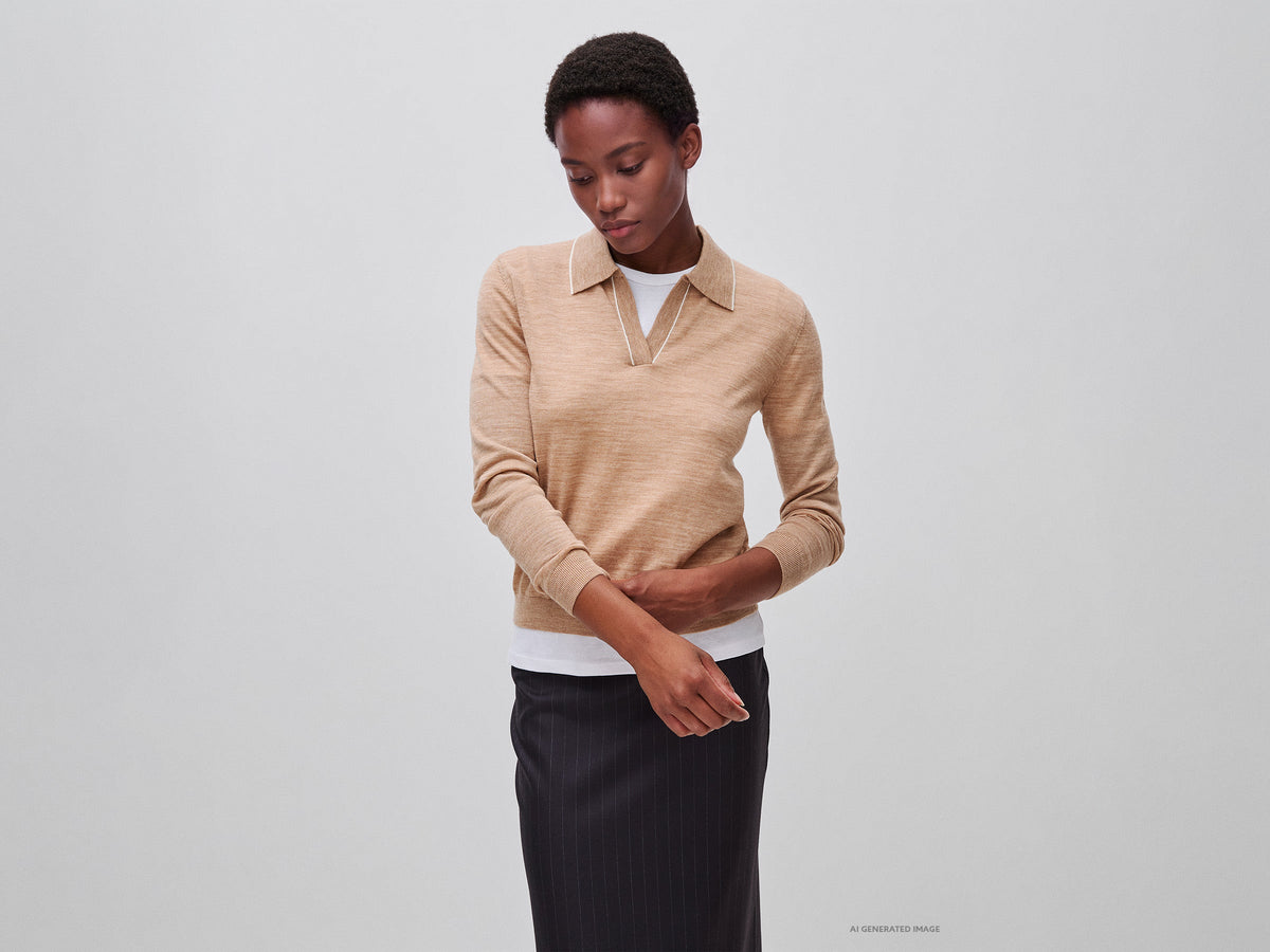 Polo in maglia in pura lana Merino