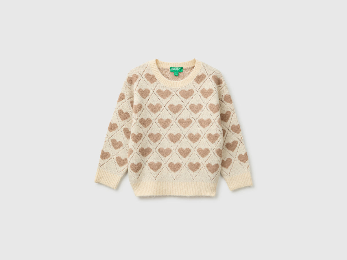 Maglia con intarsio cuori