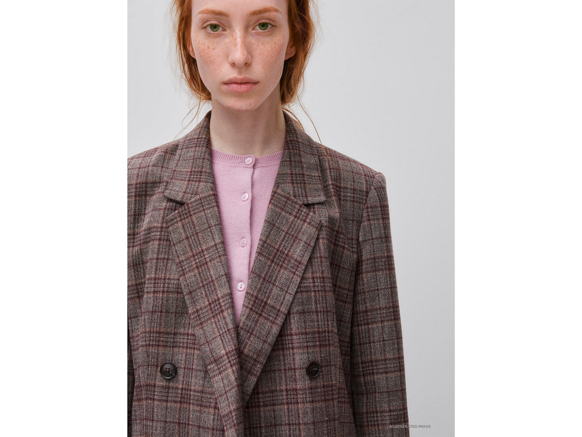 Blazer tartan doppiopetto in misto viscosa