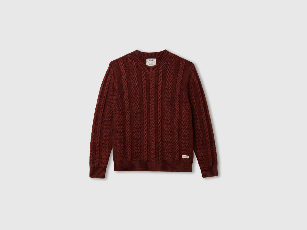 Maglione a trecce 100% lana