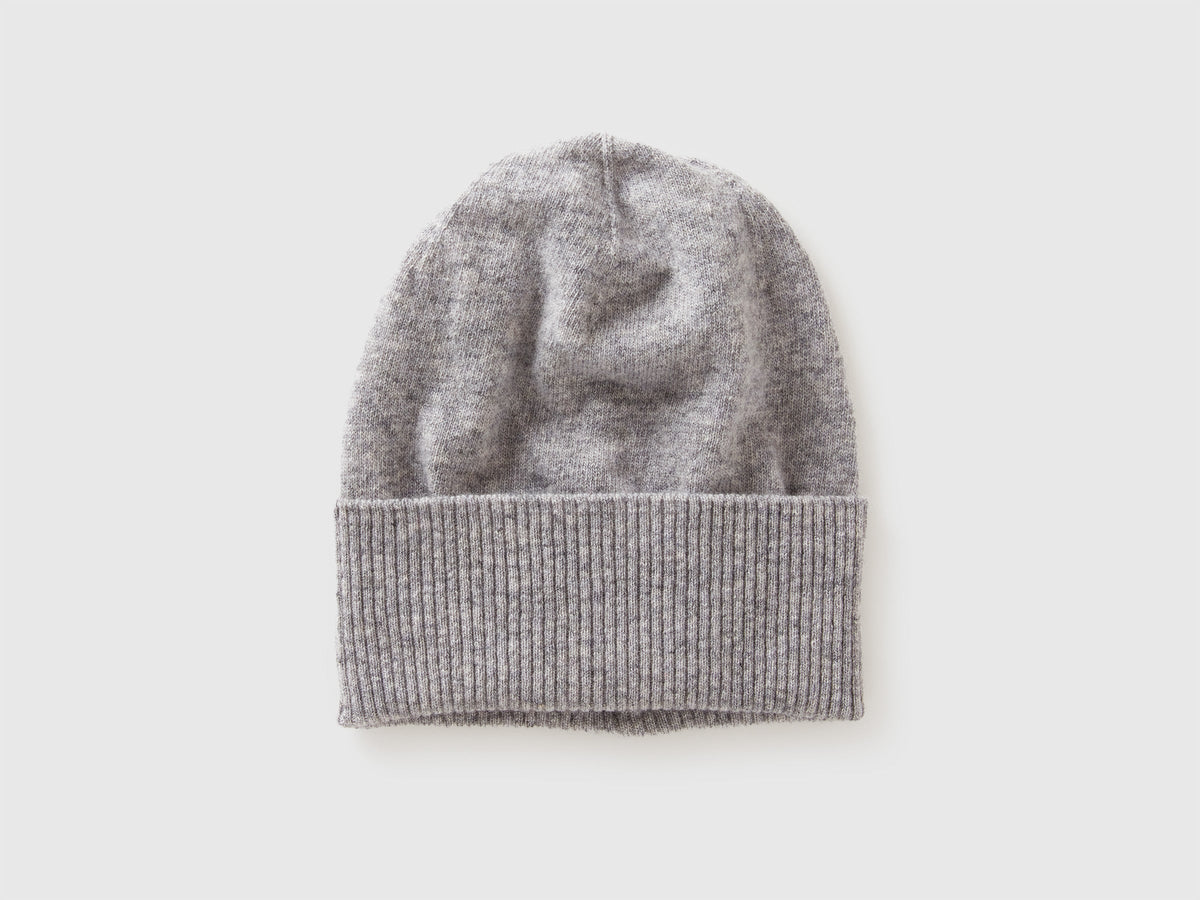 Cappello grigio mélange in pura lana Merino