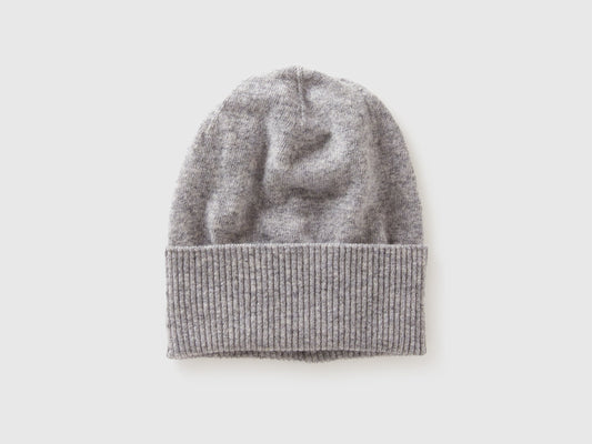 Cappello grigio mélange in pura lana Merino