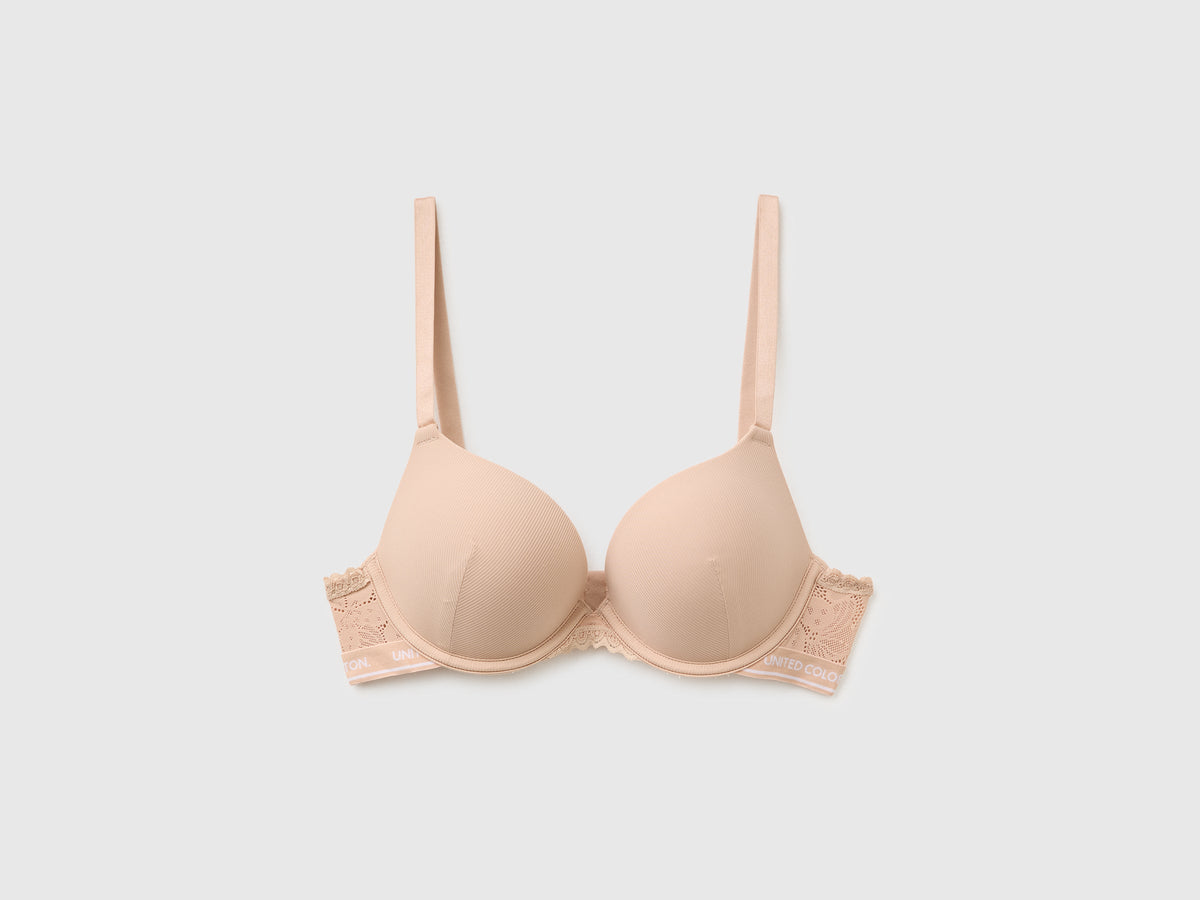 Reggiseno imbottito con coppe a costine
