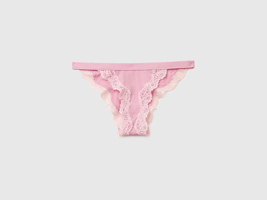 Slip basso in misto seta con pizzo