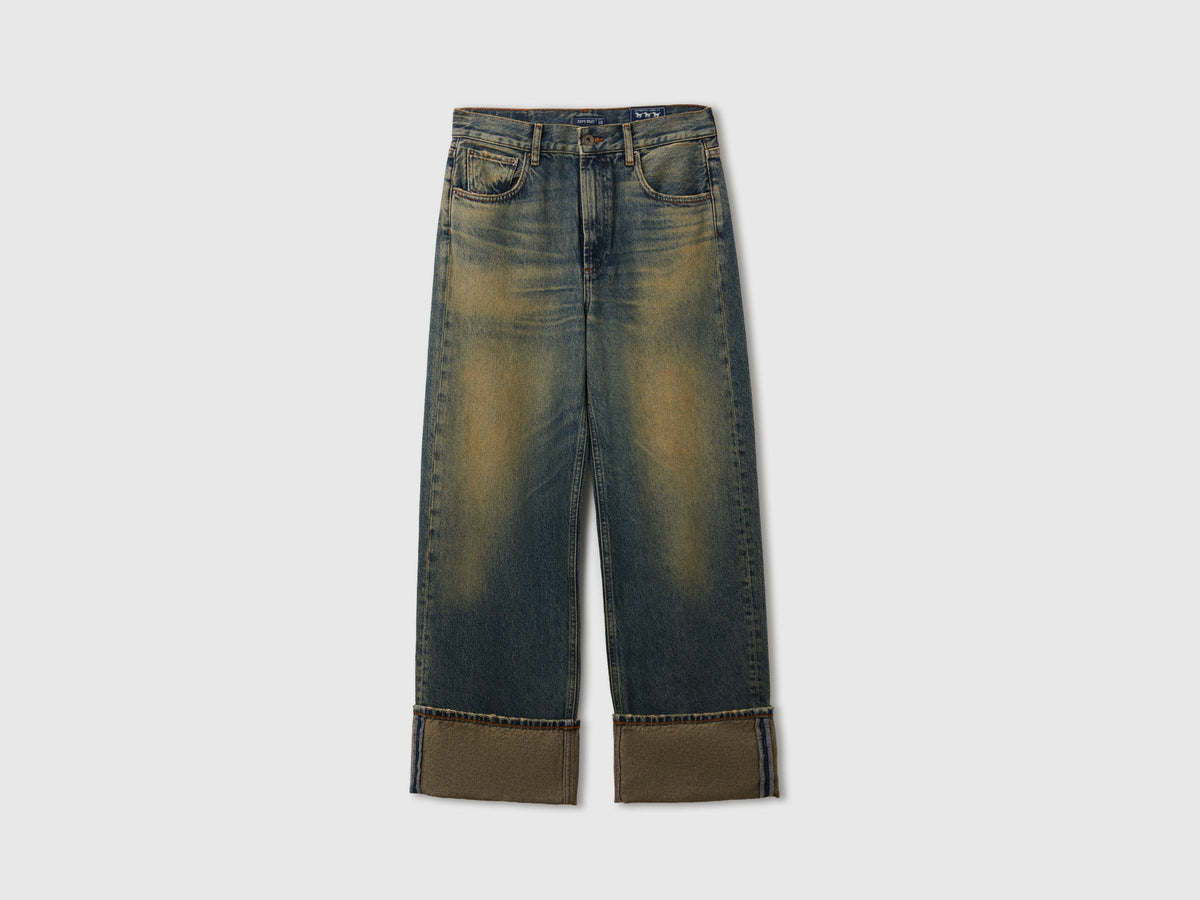 Jeans wide cropped fit effetto vintage
