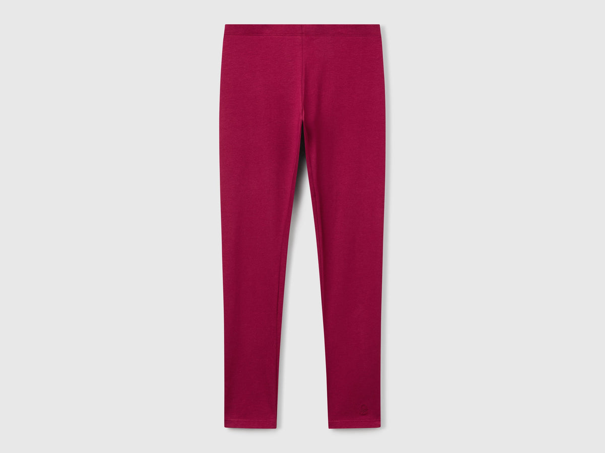 Leggings in cotone stretch con logo