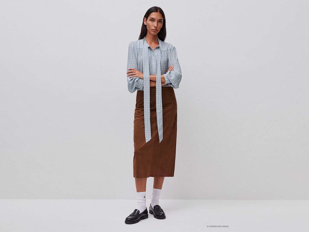 Blusa a quadretti vichy con fiocco
