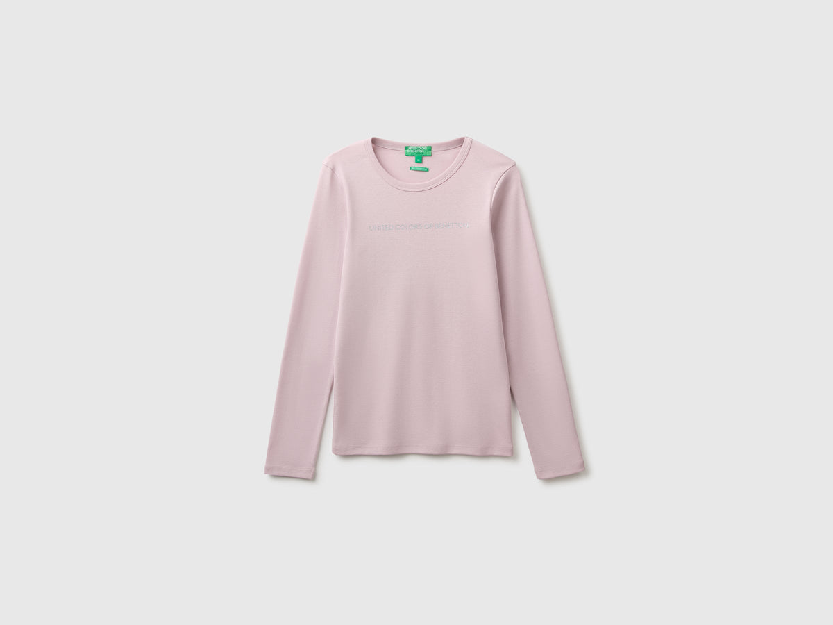 T-shirt manica lunga con logo glitter