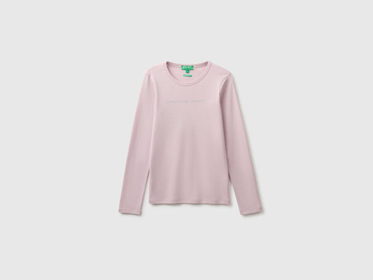 T-shirt manica lunga con logo glitter