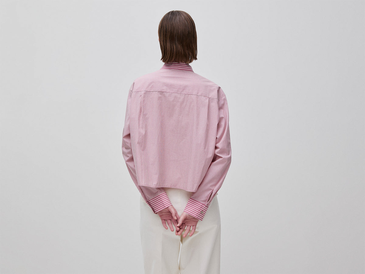 Camicia crop a righe con fiocco