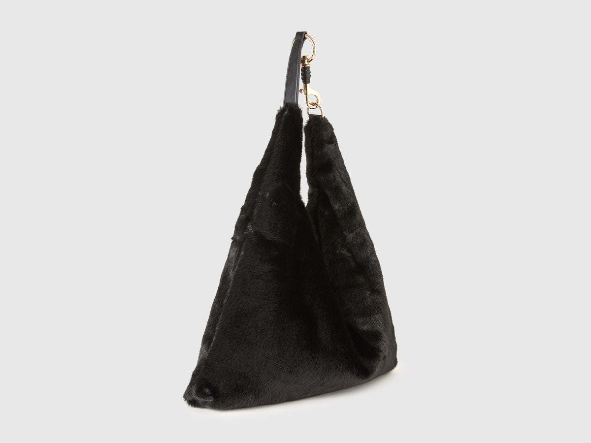Borsa hobo in pelliccetta sintetica