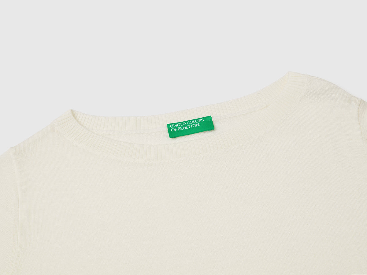 Maglia scollo a barchetta 100% lana Merino