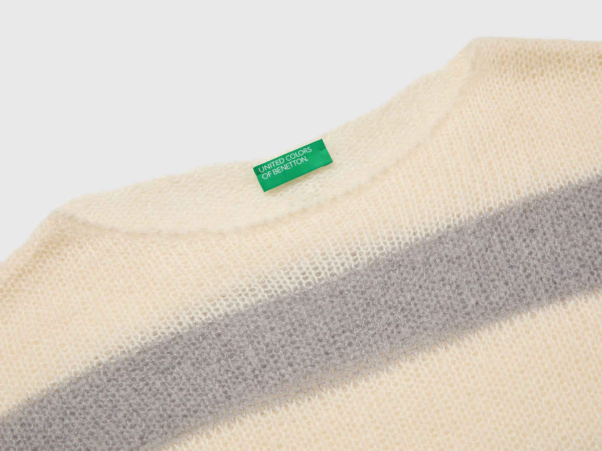 Maglia in misto mohair a righe bicolor boxy fit