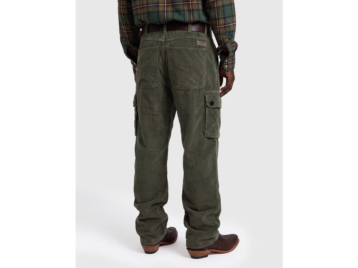 Pantaloni cargo in velluto effetto used