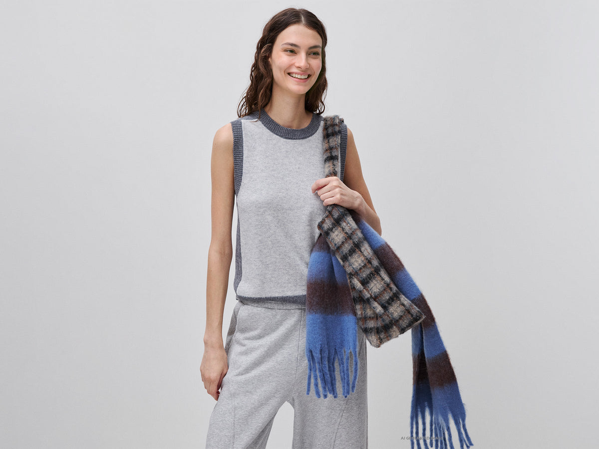 Gilet in maglia color block 100% lana