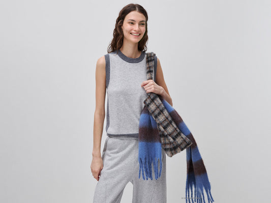 Gilet in maglia color block 100% lana