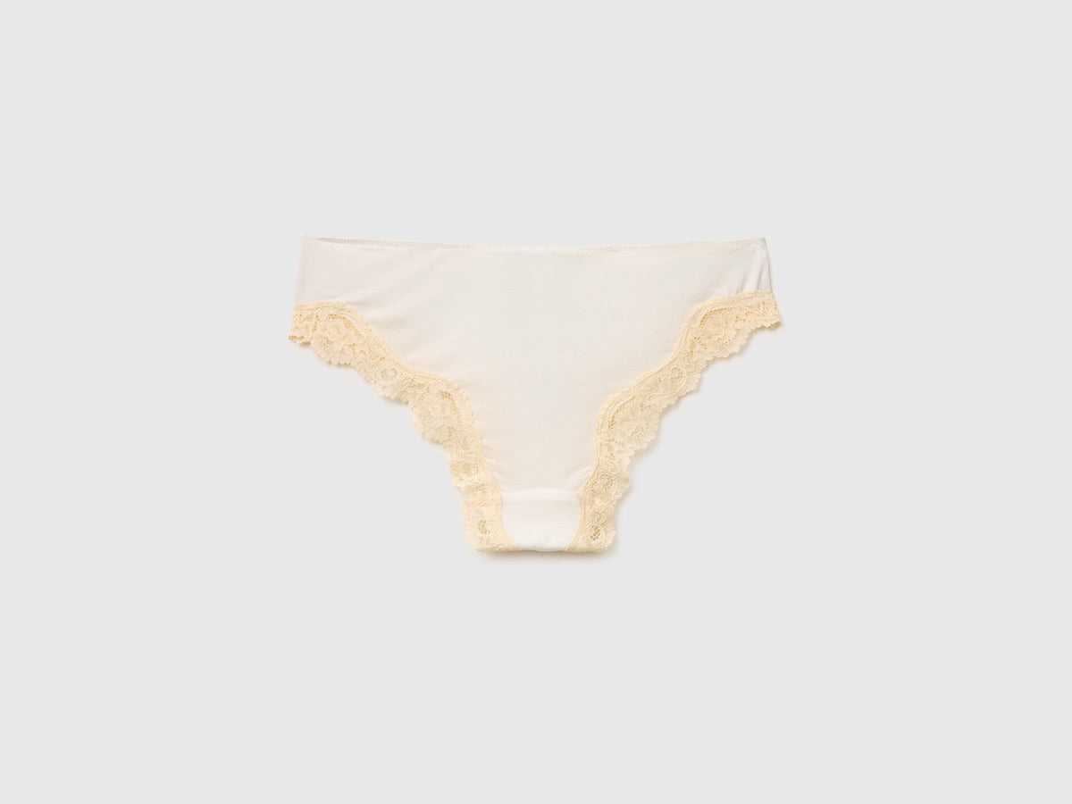 Slip classico in misto seta con pizzo