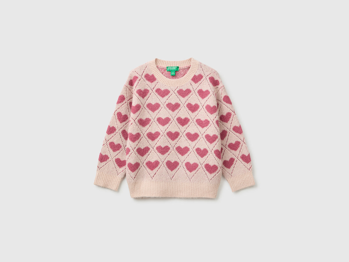 Maglia con intarsio cuori