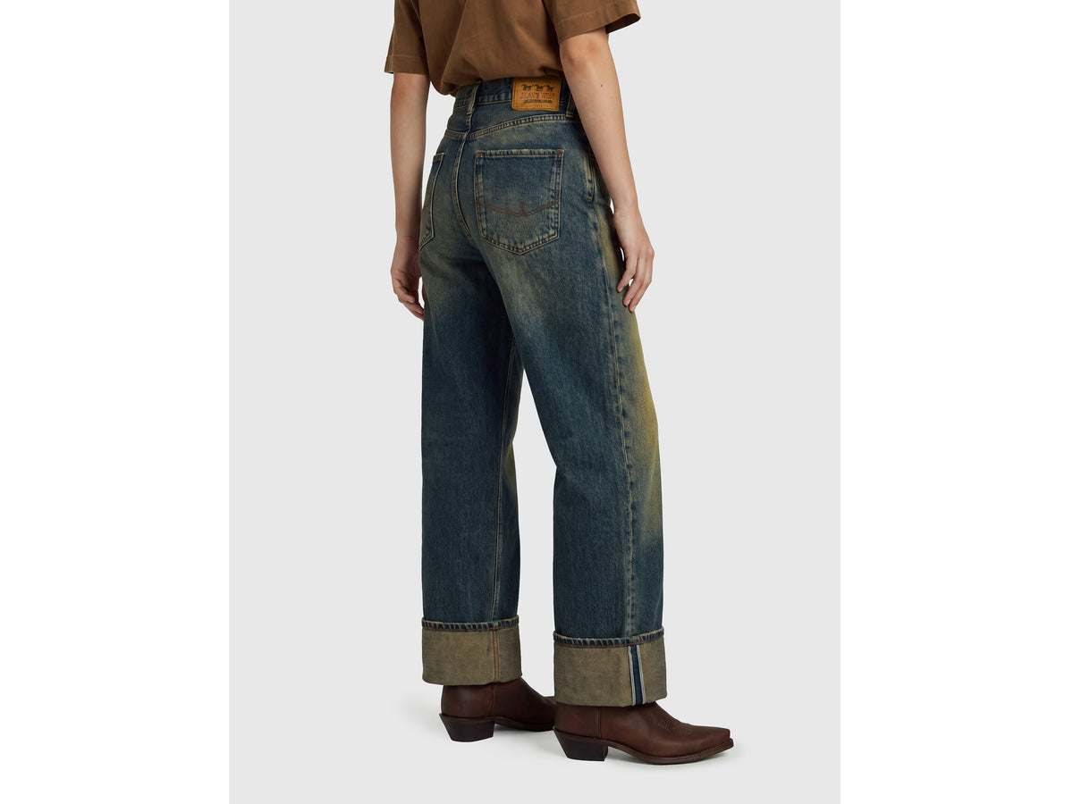 Jeans wide cropped fit effetto vintage