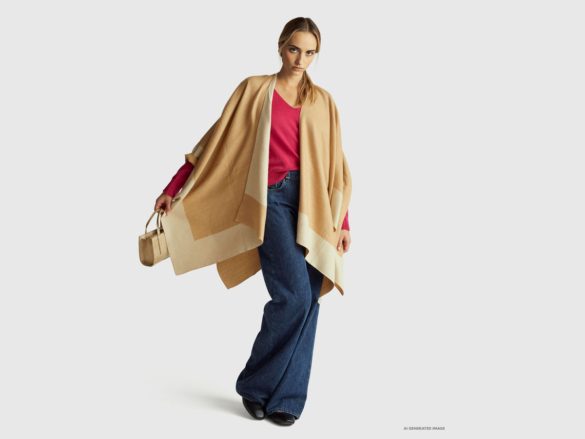 Maglione fucsia con scollo a V in pura lana Merino