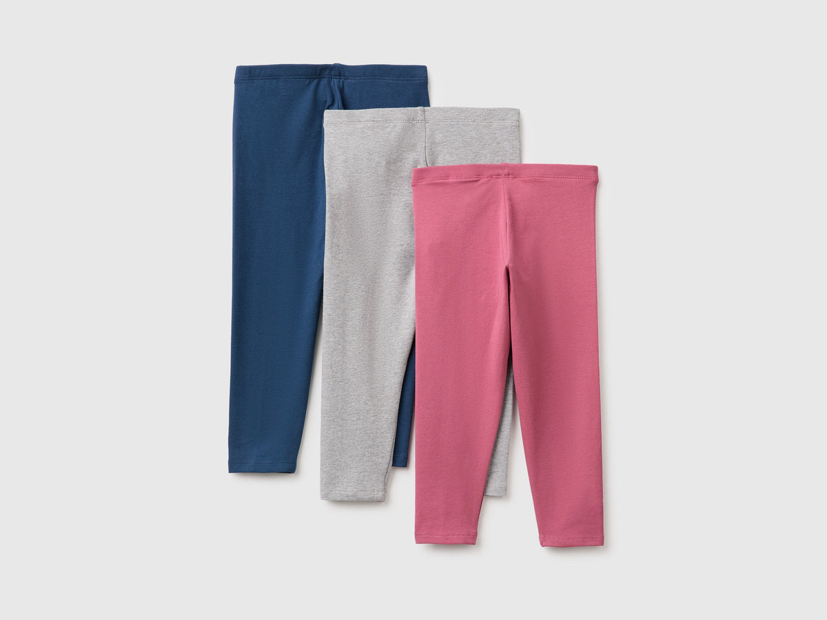 Tre leggings in cotone stretch