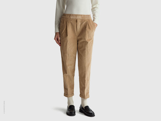 Chino in velluto con vita elasticizzata