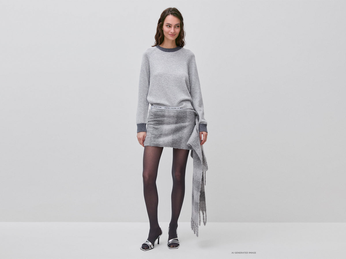 Maglia color block 100% lana