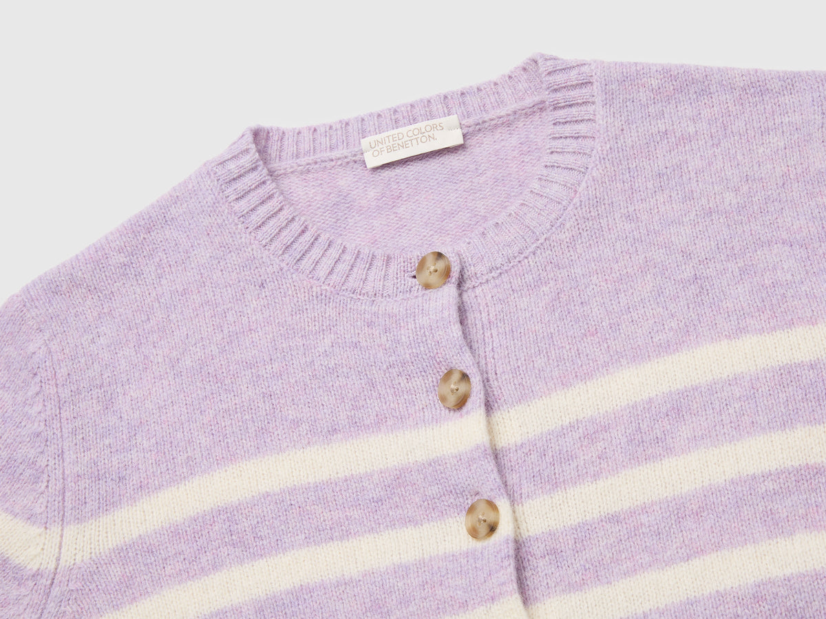 Cardigan a righe 100% lana Shetland