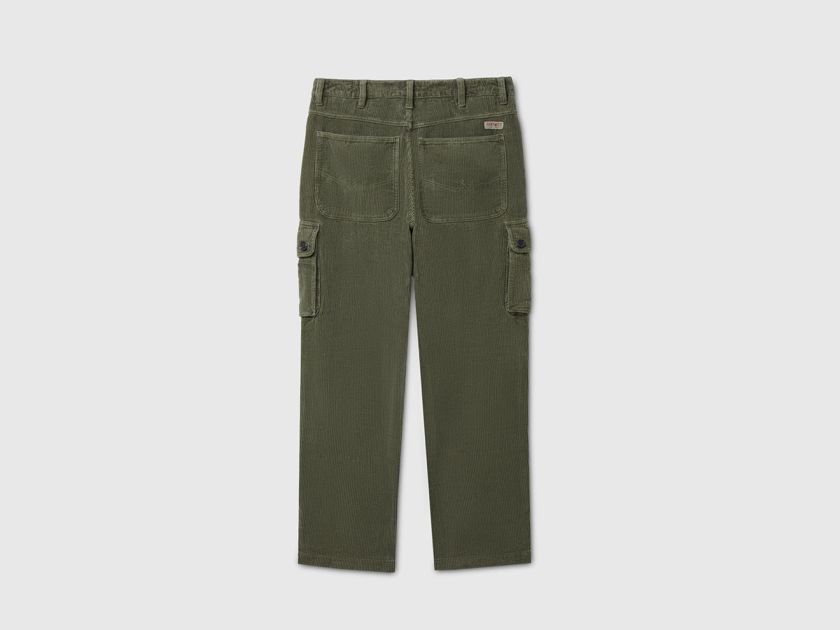 Pantaloni cargo in velluto effetto used