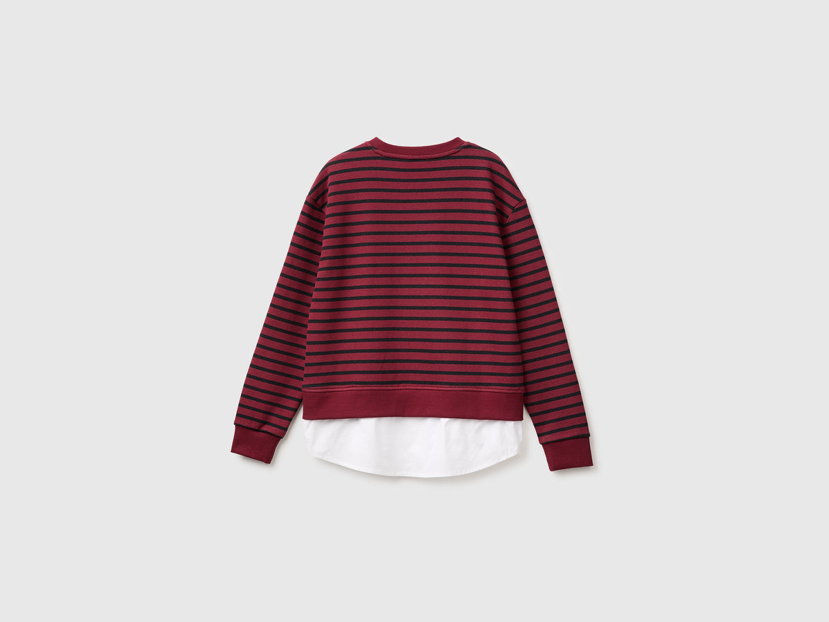 Felpa a righe con inserto a camicia