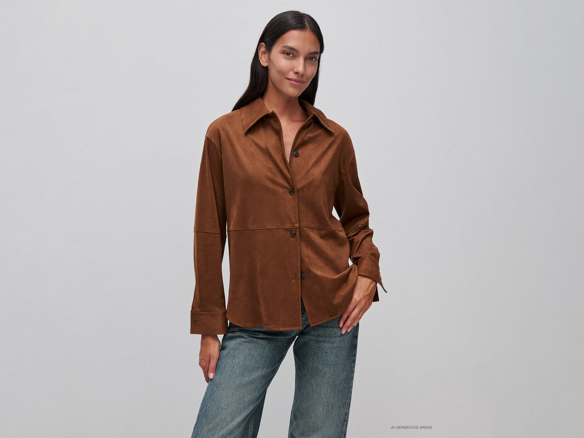 Giacca-camicia effetto scamosciato